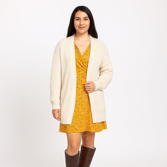 Guberry Yellow Floral Wrap Dress w/ Pockets Size Large Boho Fall Layers - Picture 1 of 7